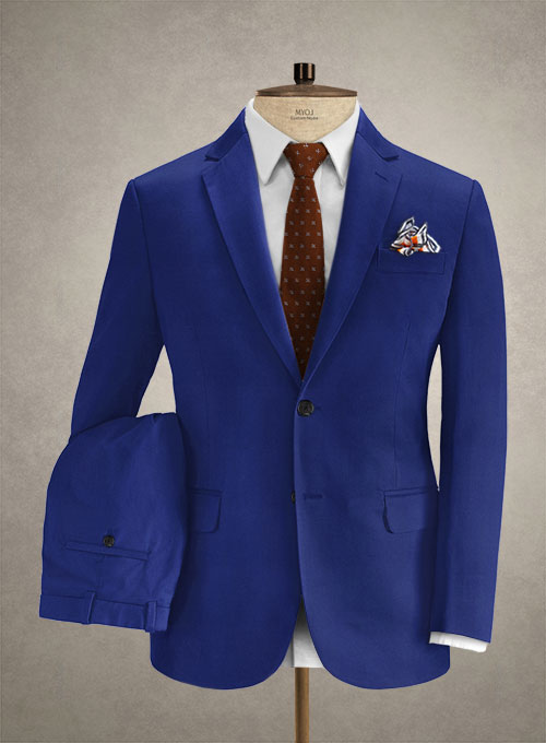 Caccioppoli Cotton Drill Sapphire Blue Suit