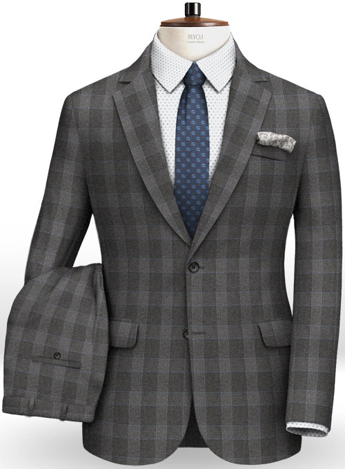 Charcoal Mont Checks Flannel Wool Suit : Made To Measure Custom Jeans ...