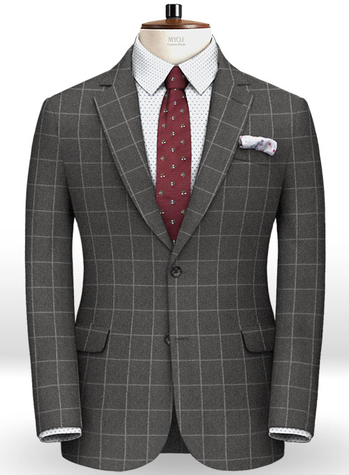 Charcoal Windowpane Flannel Wool Suit : Made To Measure Custom Jeans ...