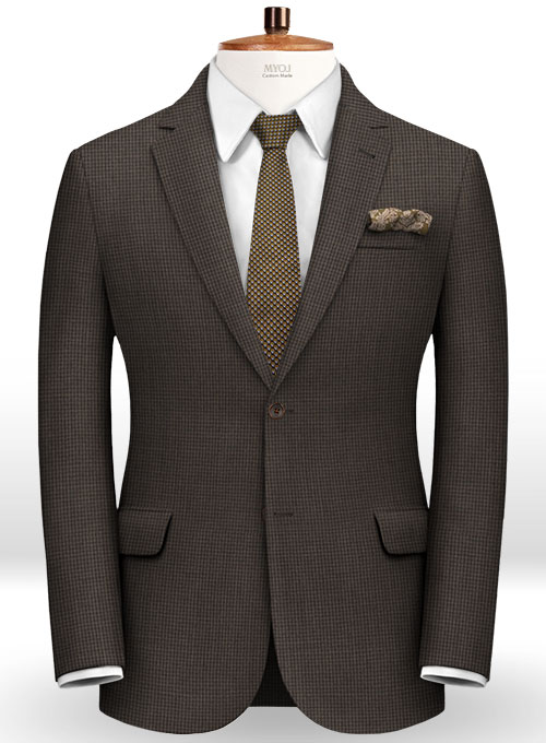 Dogtooth Wool Brown Suit