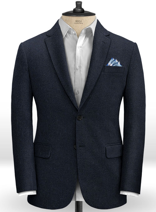 Deep Blue Herringbone Tweed Jacket : Made To Measure Custom Jeans For ...