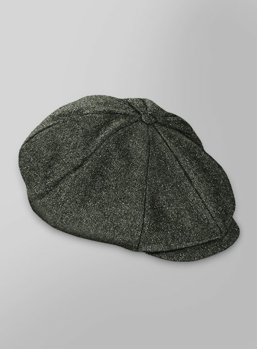 Dark Olive Flex Donegal Tweed Newsboy Cap