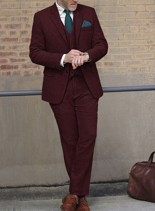 Dark Wine Heavy Tweed Suit