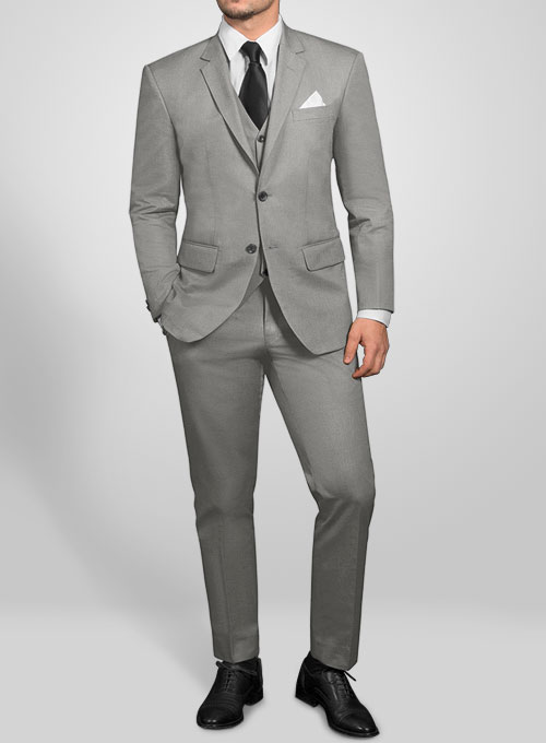 Gray Feather Cotton Canvas Stretch Suit