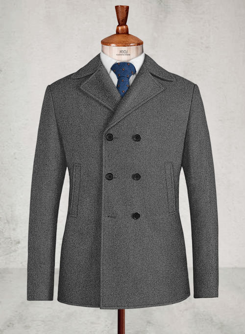 Gray Heavy Tweed Pea Coat