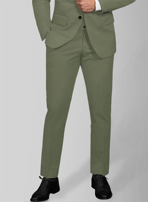 Green Feather Cotton Canvas Stretch Suit