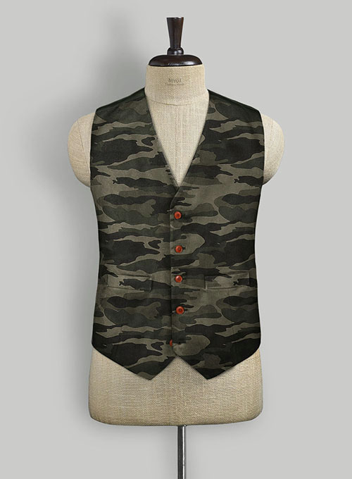 Green Stretch Camo Waist Coat