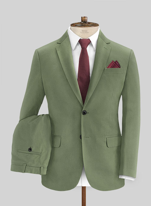 Green Cotton Power Stretch Chino Suit