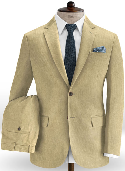 Heavy Knit Light Khaki Stretch Chino Suit