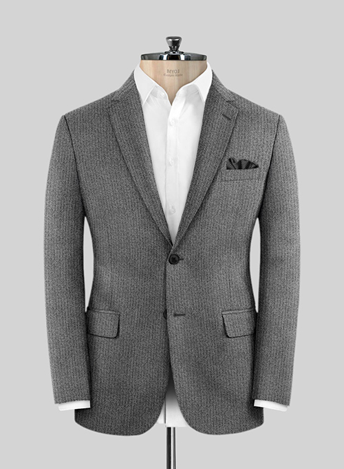 Herringbone Gray Flannel Wool Suit