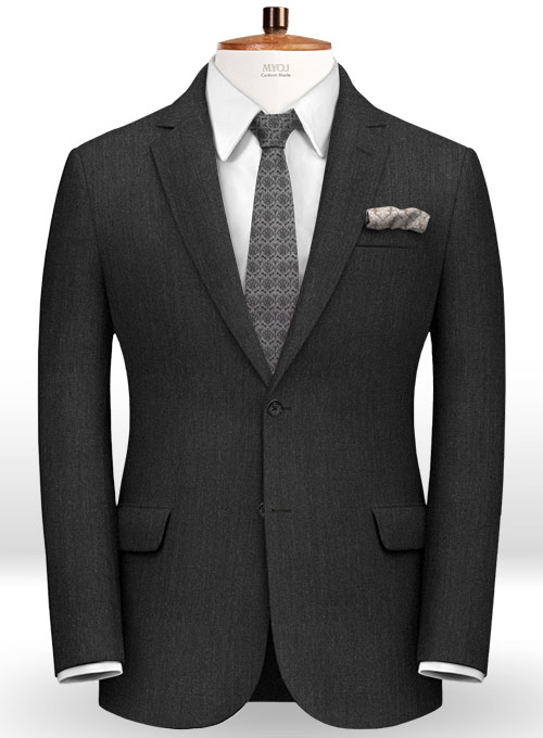 Herringbone Wool Charcoal Suit