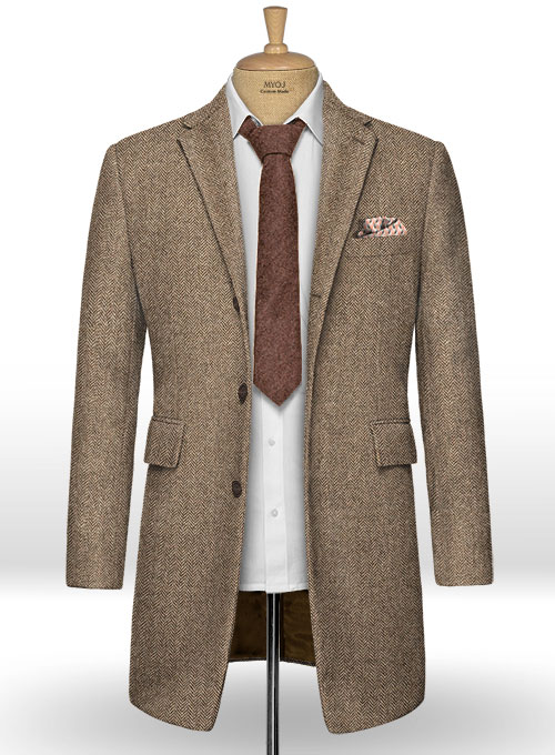 Irish Brown Herringbone Tweed Overcoat : Made To Measure Custom Jeans ...