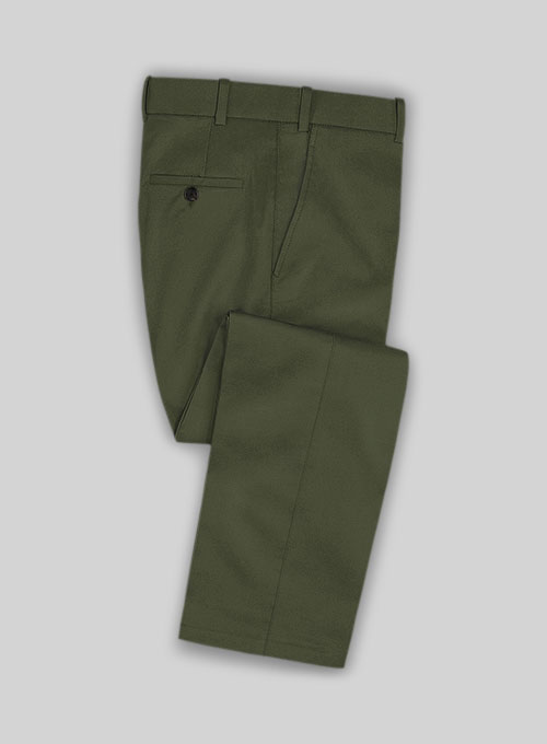 Italian Army Green Cotton Stretch Suit