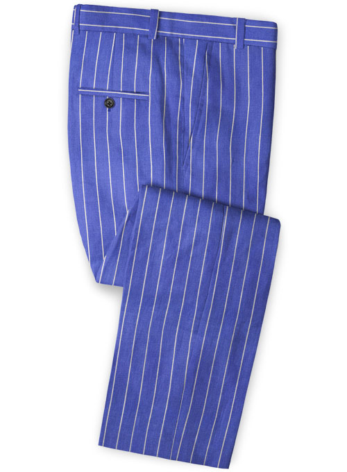 Italian Blue Stripe Linen Suit