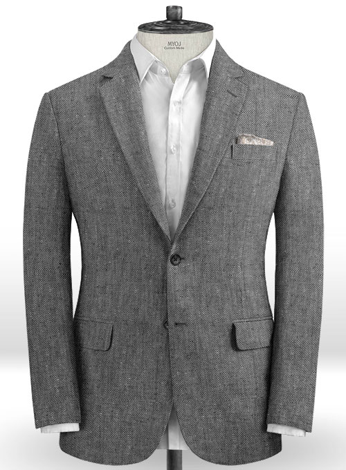 Italian Carbon Black Twill Linen Suit