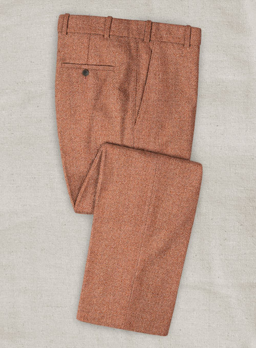 Italian Wide Herringbone Sea Orange Tweed Suit