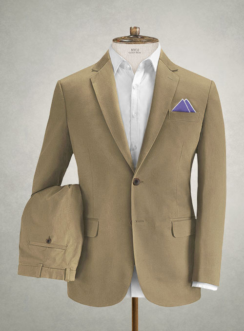 Italian Hunter Khaki Cotton Stretch Suit