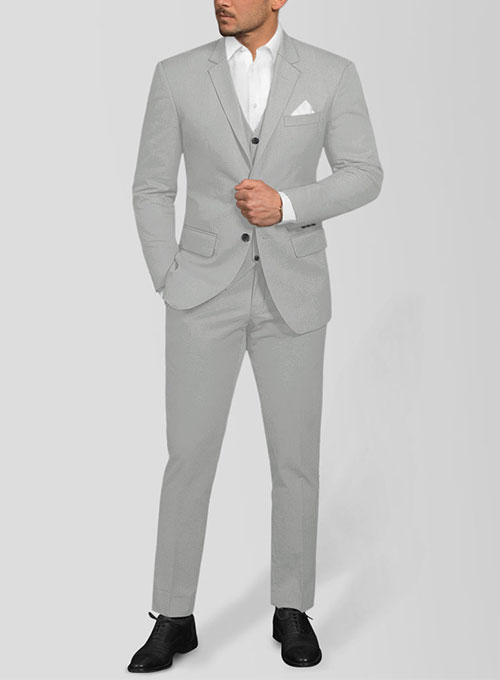 Light Gray Feather Cotton Canvas Stretch Suit