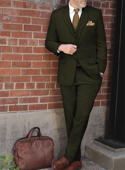 Light Weight Dark Green Tweed Suit