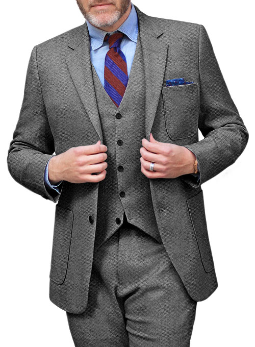 Light Weight Dark Gray Tweed Suit Made To Measure Custom Jeans For