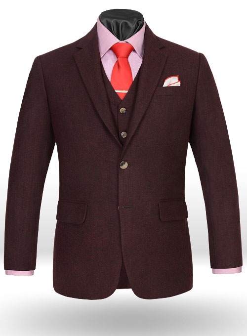 Light Weight Dark Maroon Tweed Suit