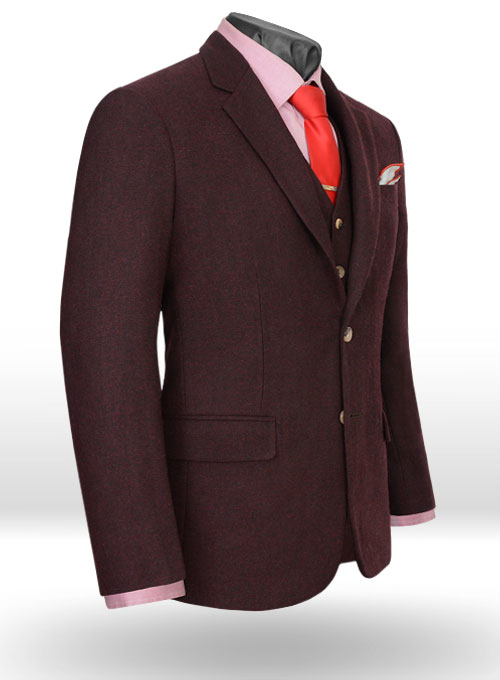 Light Weight Dark Maroon Tweed Suit