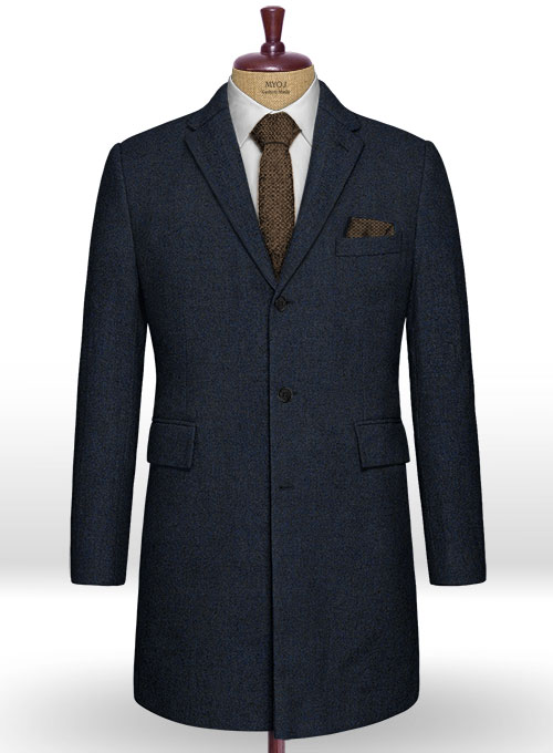 blue tweed overcoat