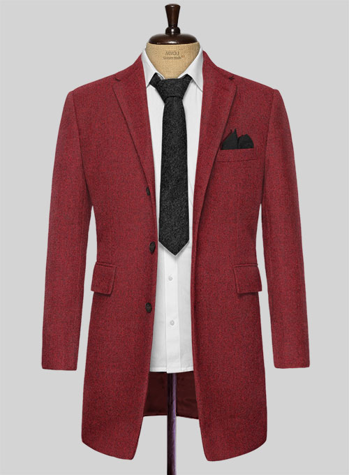 Melange Titan Red Tweed Overcoat