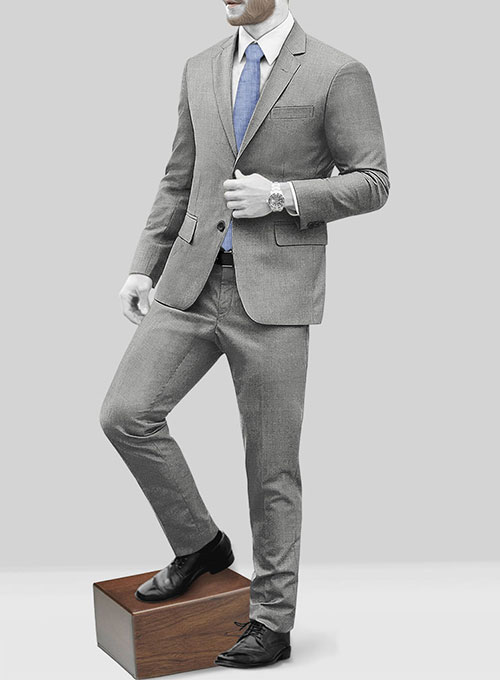 Napolean Worsted Light Gray Wool Suit