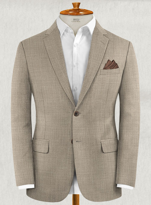 Napolean Sharkskin Light Brown Wool Suit