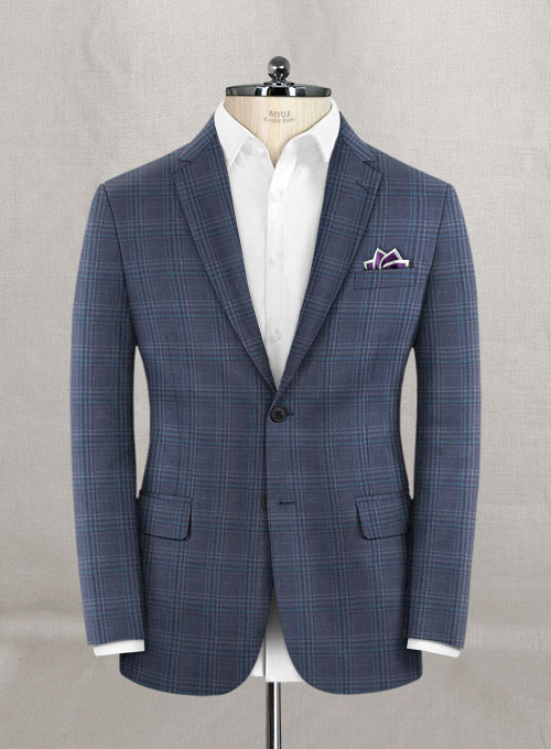 Napolean Tartan Blue Wool Suit