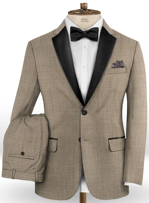 Napolean Sharkskin Light Brown Wool Tuxedo Suit : Made To Measure ...