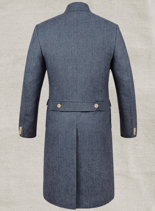 Musto Vintage Herringbone Blue Tweed Overcoat