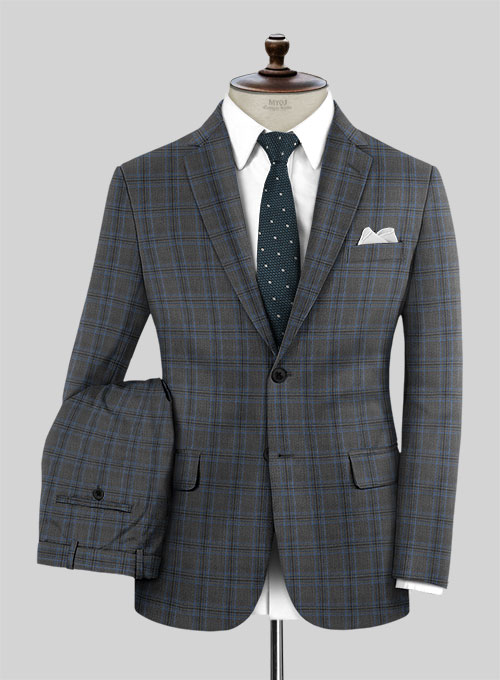 Napolean Sarcho Gray Blue Wool Suit