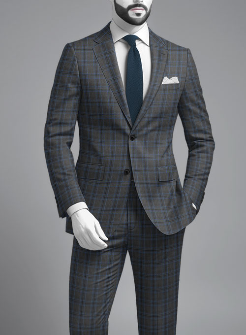 Napolean Sarcho Gray Blue Wool Suit