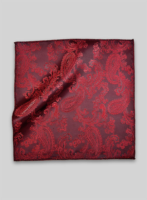 Paisley Pocket Square - Red