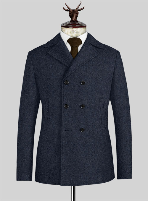 Playman Blue Denim Tweed Pea Coat