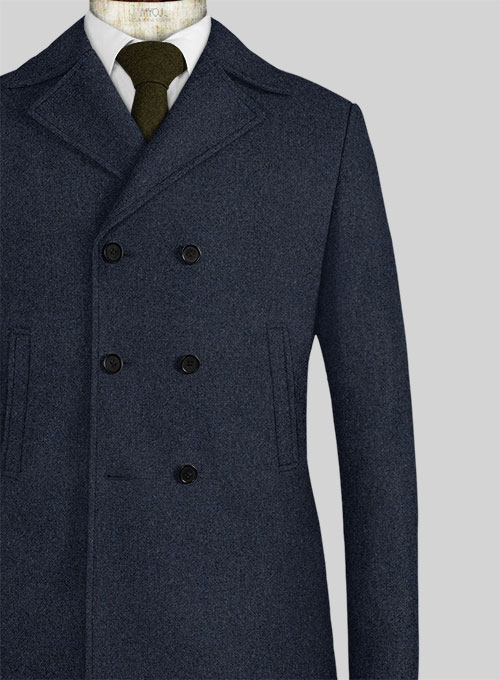 Playman Blue Denim Tweed Pea Coat