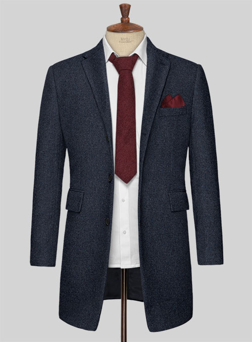 Playman Blue Denim Tweed Overcoat