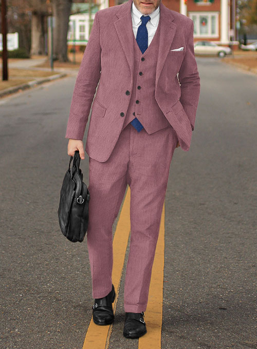 Pink Opera Thick Stretch Corduroy Suit