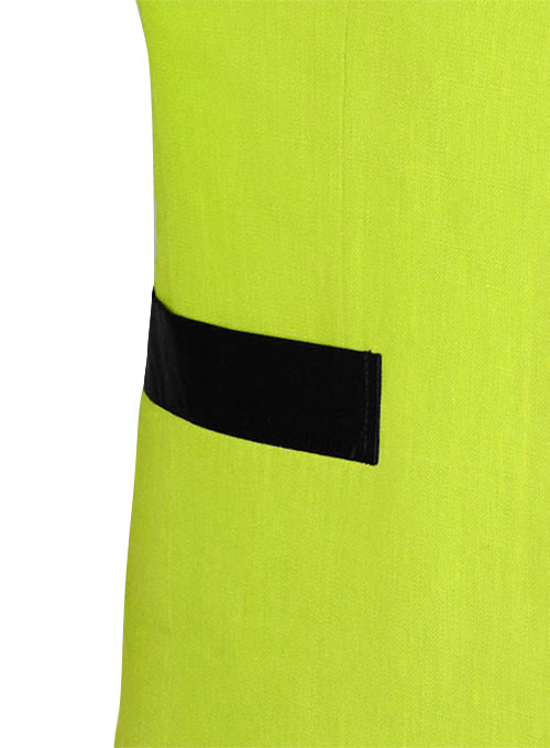 Pure Neon Green Linen Nehru Tuxedo Jacket