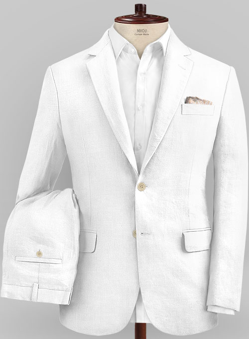mens casual white linen suit