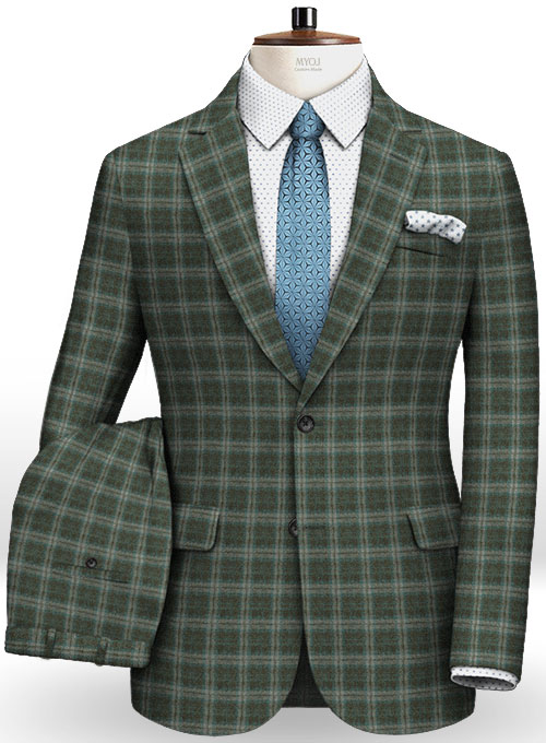 Reda Flannel Checks Green Pure Wool Suit : Made To Measure Custom Jeans ...