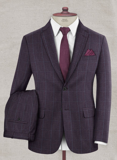 Reda Eggplant Checks Wool Suit