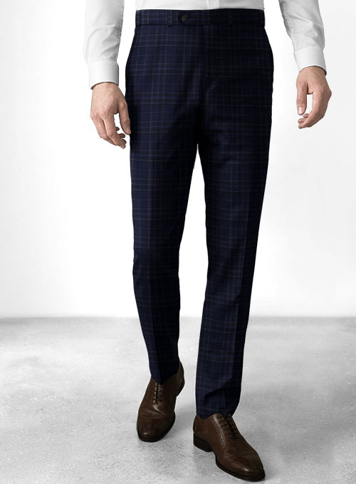 Reda Port Blue Checks Wool Suit