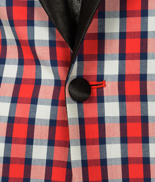 Red White Checks Plaid Tuxedo Jacket