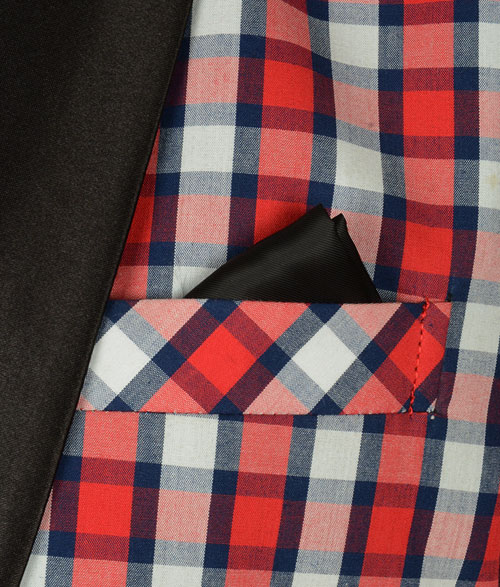 Red White Checks Plaid Tuxedo Jacket