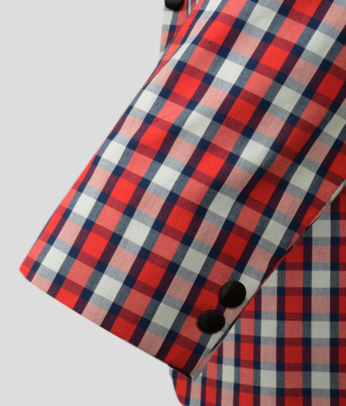 Red White Checks Plaid Tuxedo Jacket