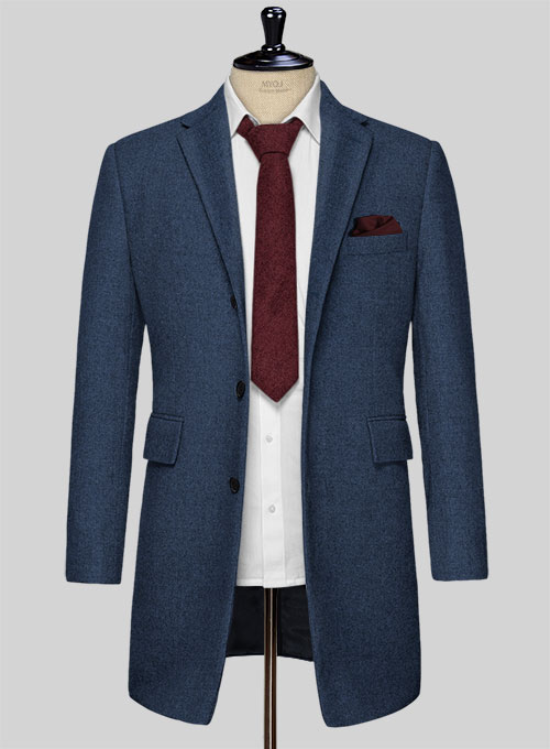 Rope Weave Persian Blue Tweed Overcoat