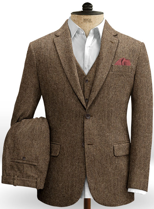 Rust Herringbone Tweed Suit : Made To Measure Custom Jeans For Men